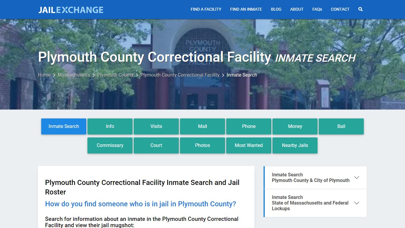 Plymouth County Correctional Facility Inmate Search - Jail Exchange